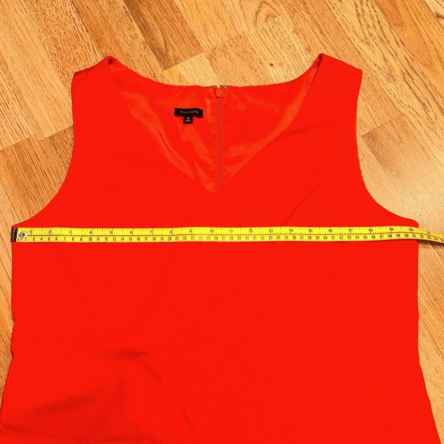 Talbots Womens Sleeveless Midi Sheath Dress Size 16  XL Red Zip