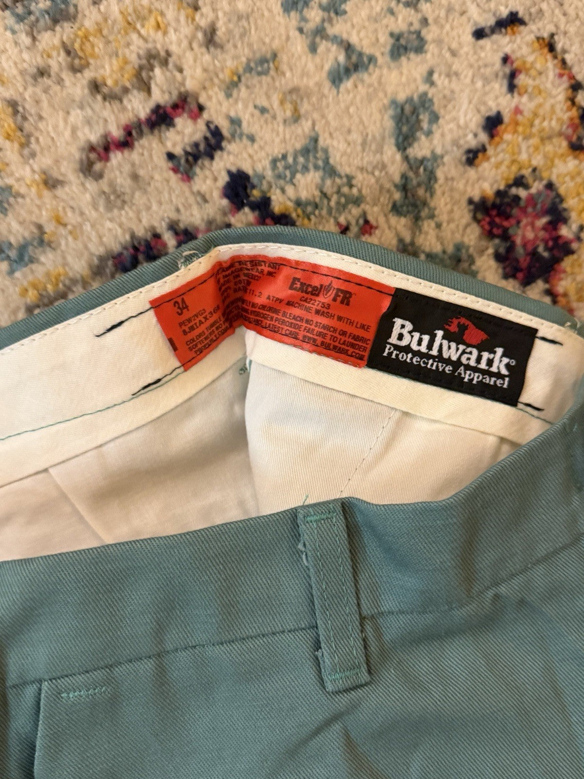Bulwark Flame Resistant Dungarees Pants FR Midweight Sz (34x28) EUC Green
