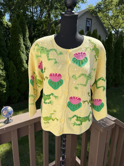 Frog And Lily Pad Design Options By Philip And Jane Gordon Sweater Sz M