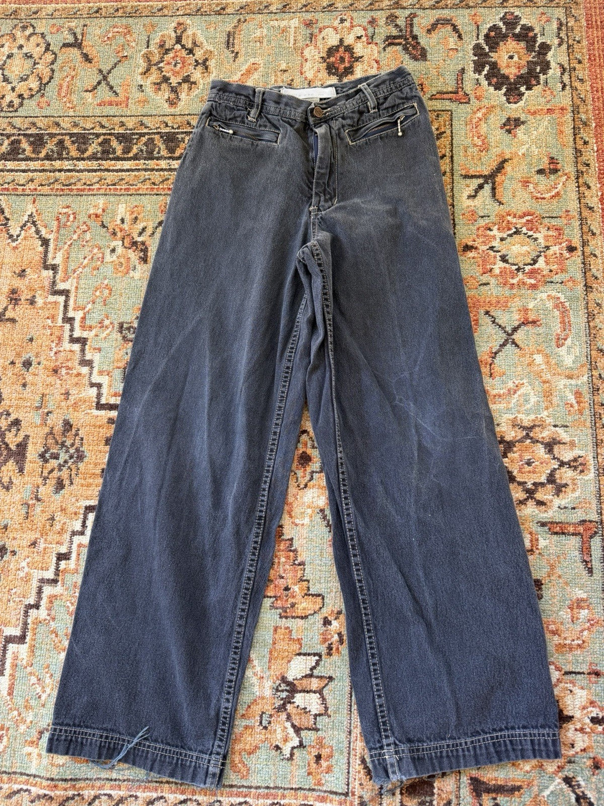VTG Y2K Girls Sz 12 Dark Denim Pants Flare 2000s Low Rise