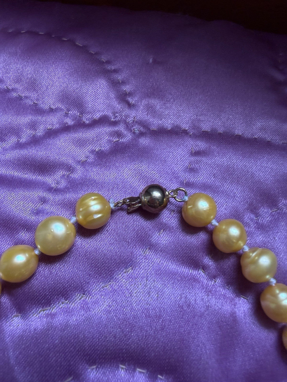 SOUTH SEA NATURAL yellow PEARL NECKLACE 11-12MM 14K GOLD CLASP 18''