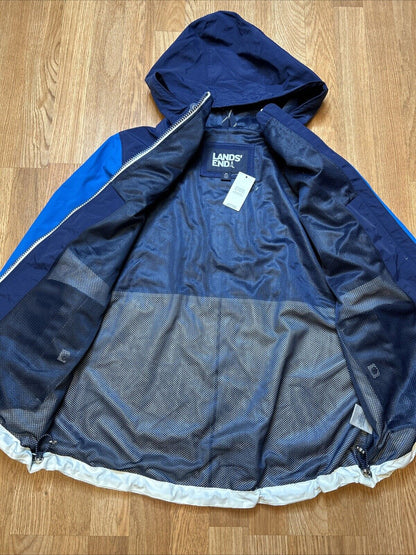 NWT Lands End Jacket Blue White Softshell Mens Medium 