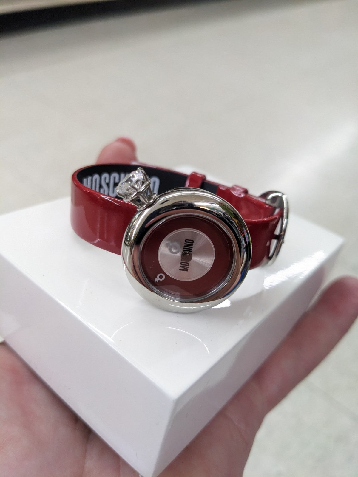 Vintage Moschino Red Diamonds Are Forever Watch EUC 