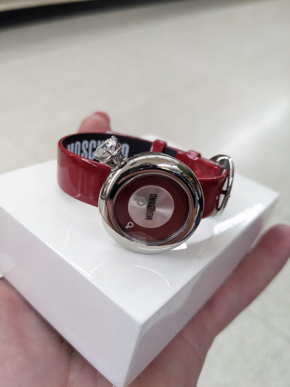 Vintage Moschino Red Diamonds Are Forever Watch EUC 