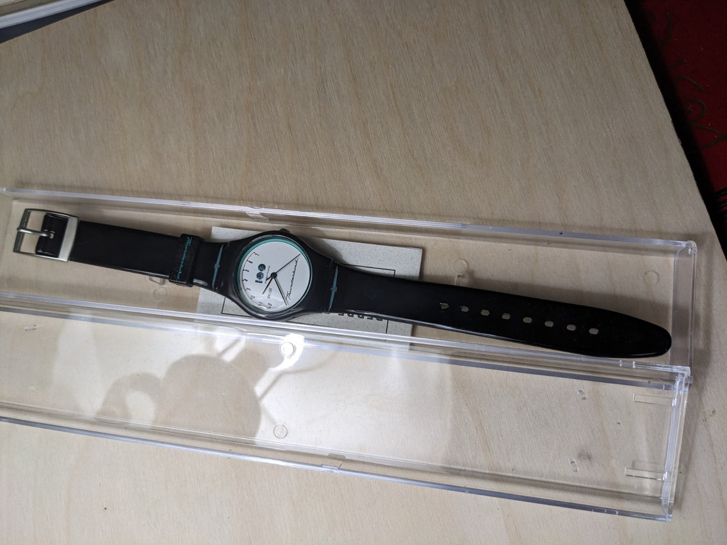 Rare 100 year anniversary Ford Thunderbird black patent watch untested