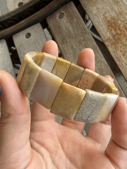 Fossilized Agate Chunky Coral Bracelet