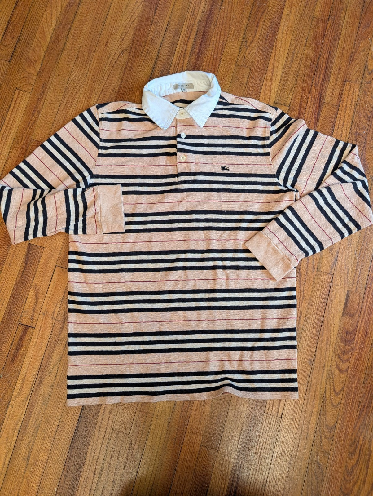 BURBERRY LONDON Size M Nova Stripe Cotton Long Sleeve Polo Rugby 