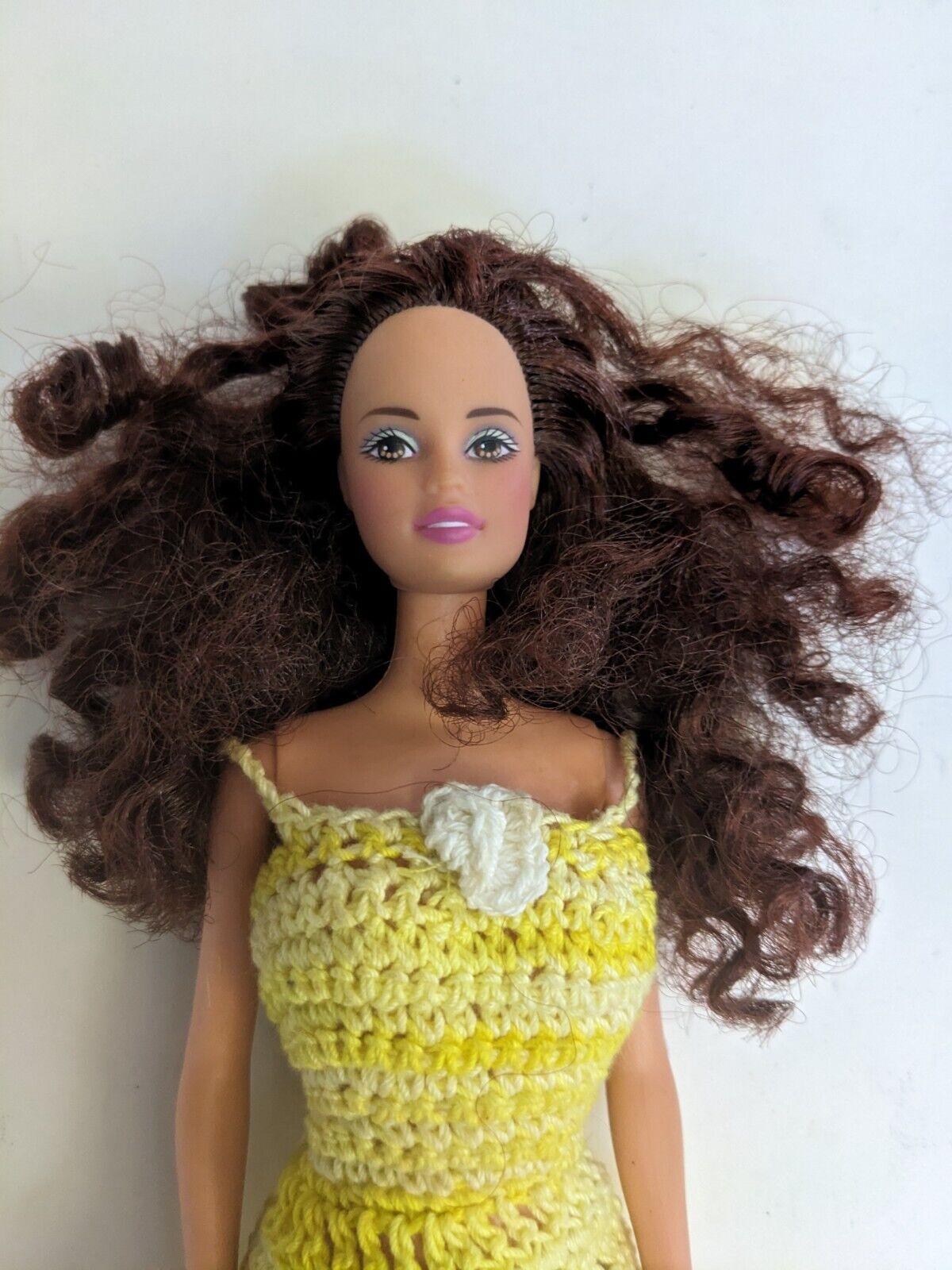 Barbie Teresa Doll Hispanic Latina Vtg Mattel 90s Curly Brown Eyes Crochet Dress