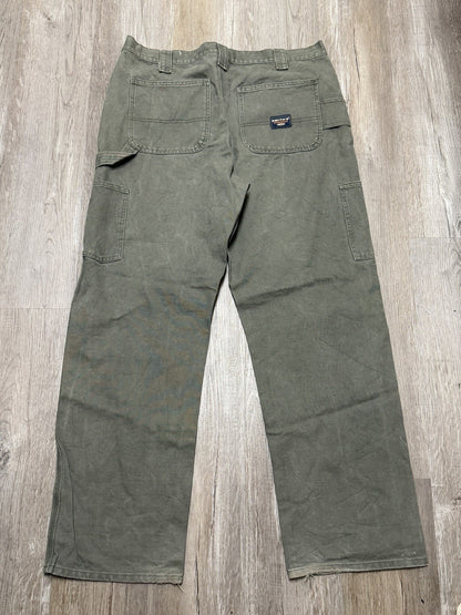 Smith's Workwear Men's Relaxed Fit Olive Canvas Work Pants (38 x 34) Q2(A436T)