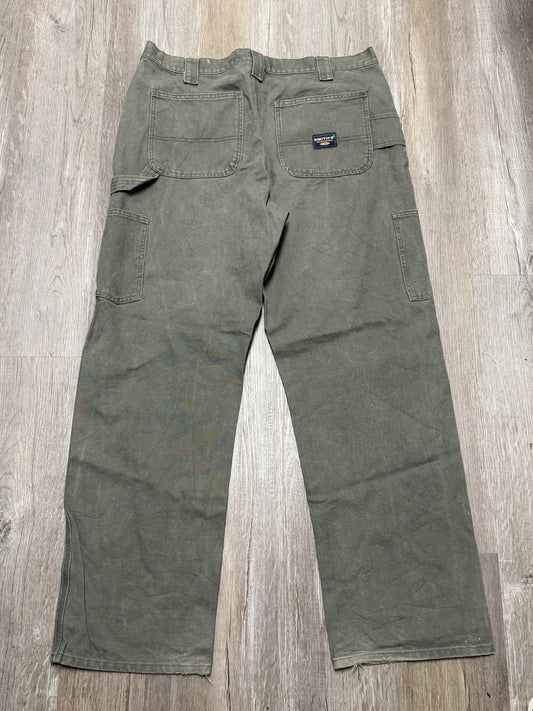 Smith's Workwear Men's Relaxed Fit Olive Canvas Work Pants (38 x 34) Q2(A436T)