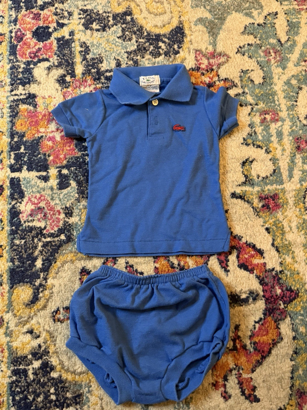 Vintage IZOD LACOSTE  2pc Set Polo Blue Baby Boy, 18months