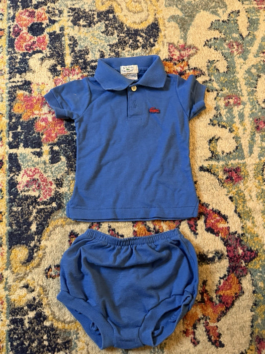 Vintage IZOD LACOSTE  2pc Set Polo Blue Baby Boy, 18months