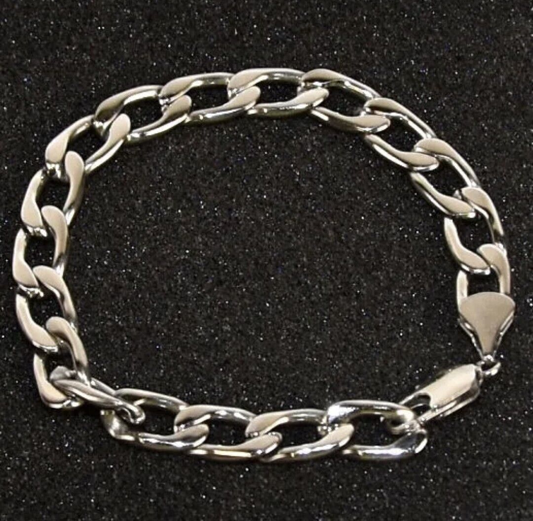  Men's 8.5" Stainless Steel Curb Chain Silver Link Bracelet