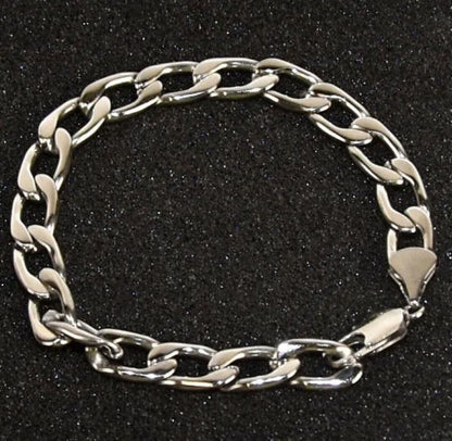  Men's 8.5" Stainless Steel Curb Chain Silver Link Bracelet