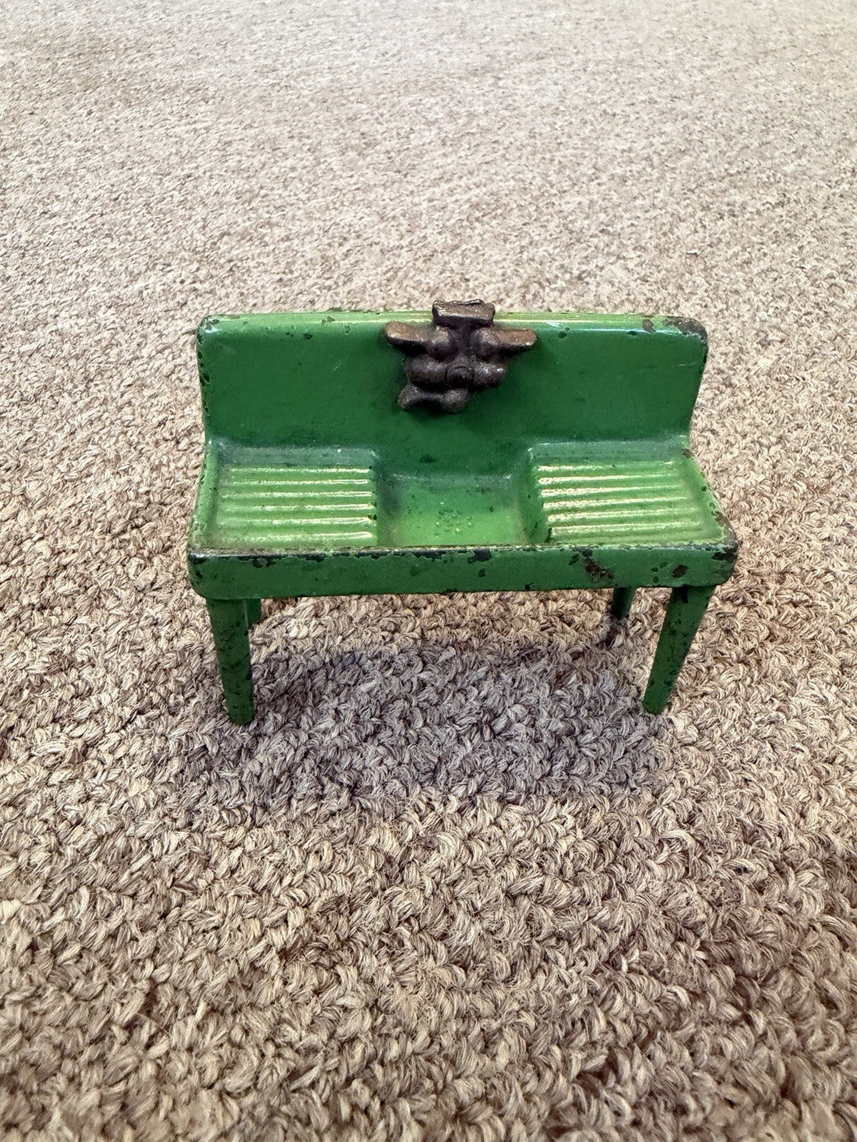Antique Kilgore Dollhouse Miniature Cast Iron Green Kitchen Sink