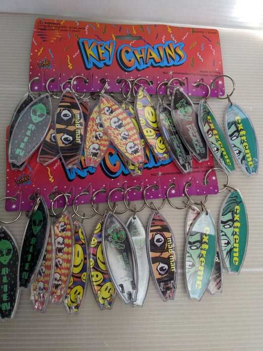 2 Dozen 90s Surfboard Keychain Favor Party Gift Bag Fillers Prize 24 Alien NOS