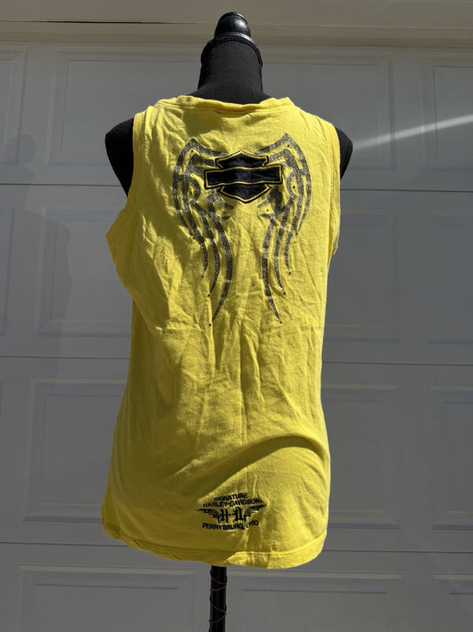Vintage 90s Harley-Davidson Perrysburg Ohio Tank Top Yellow XL