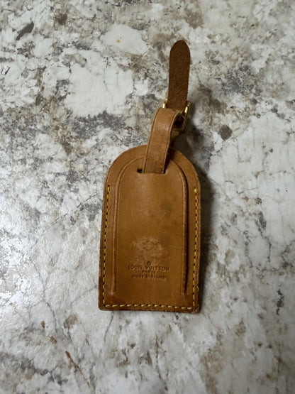 AS IS Vintage Louis Vuitton Small Luggage Tag in Vachetta Leather (16A)