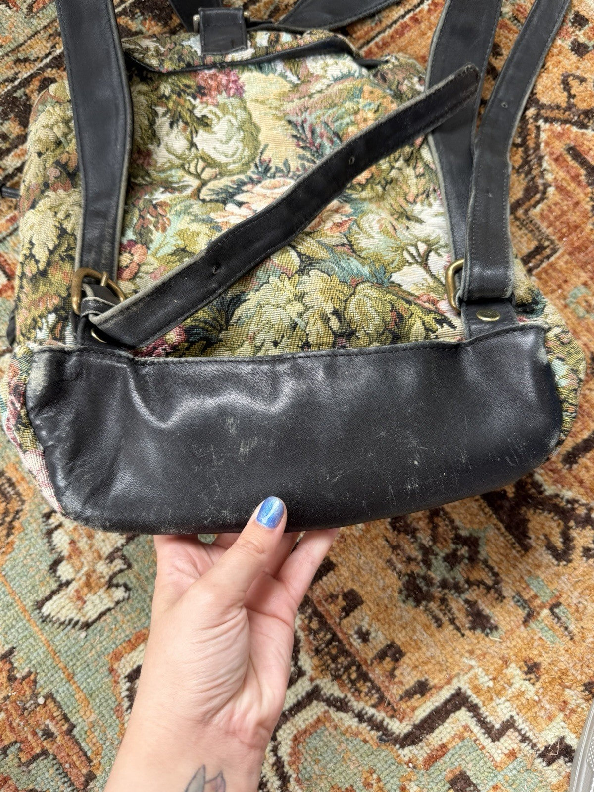 Village Tannery Floral Leather Backpack