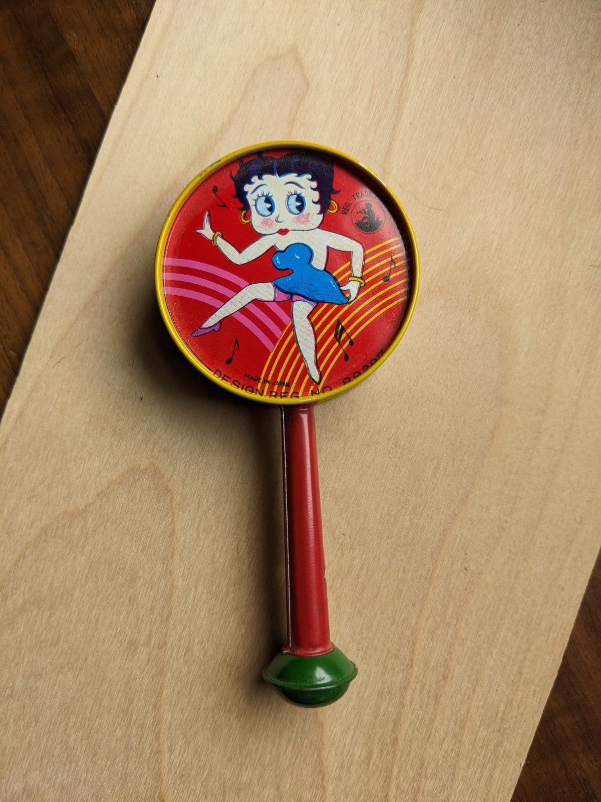 Antique Vtg Betty Boop Japan Collector Tin Litho Whistle Rattle Noisemaker RARE