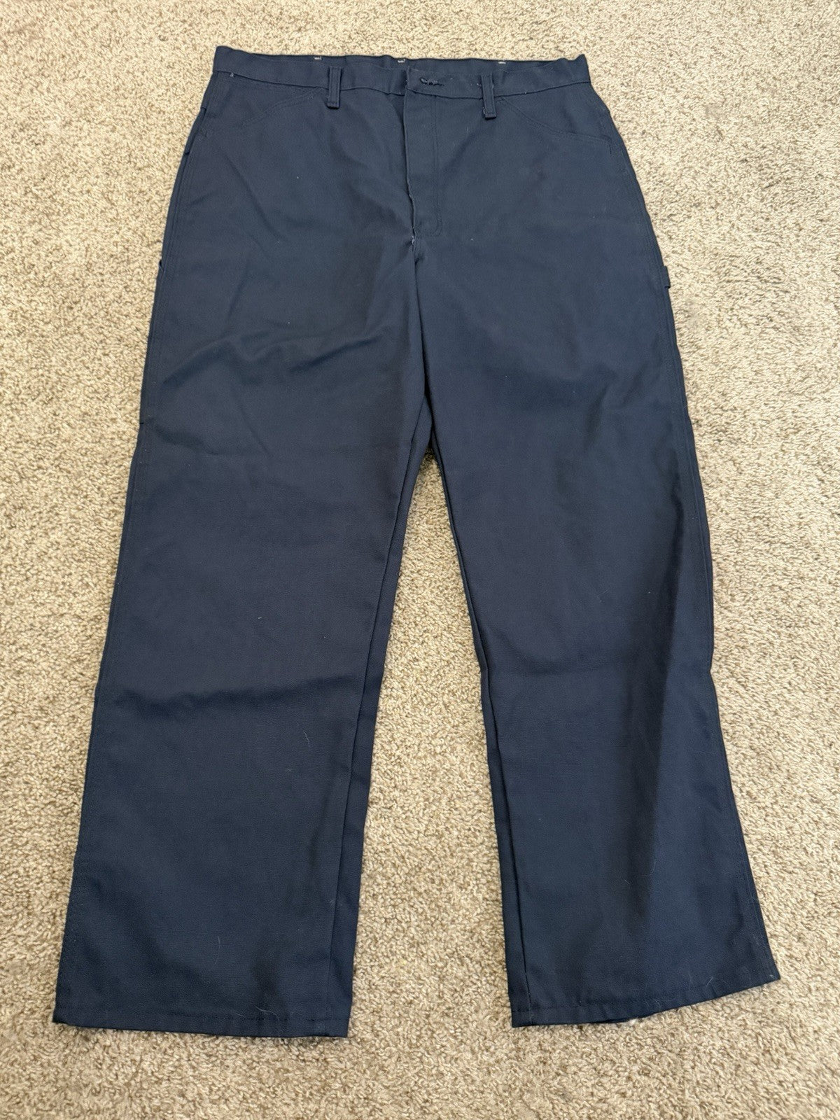 Men's Dark Blue Red Kap Cargo Utility Work Mechanic Uniform Pants Size 36