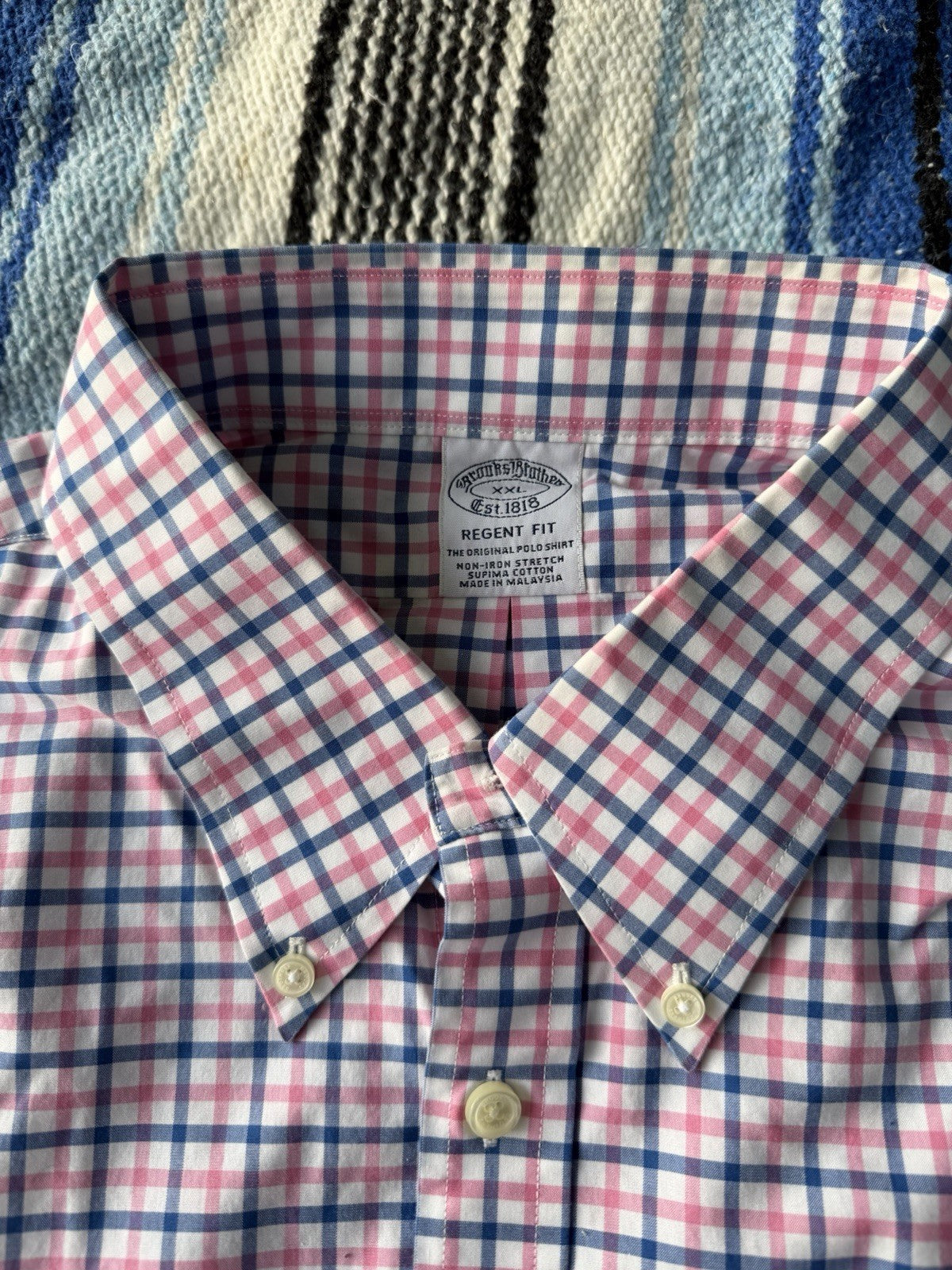 Vintage Brooks Brothers Shirt Men 2XL XXL Tan Plaid Regent Oxford Button AS IS 