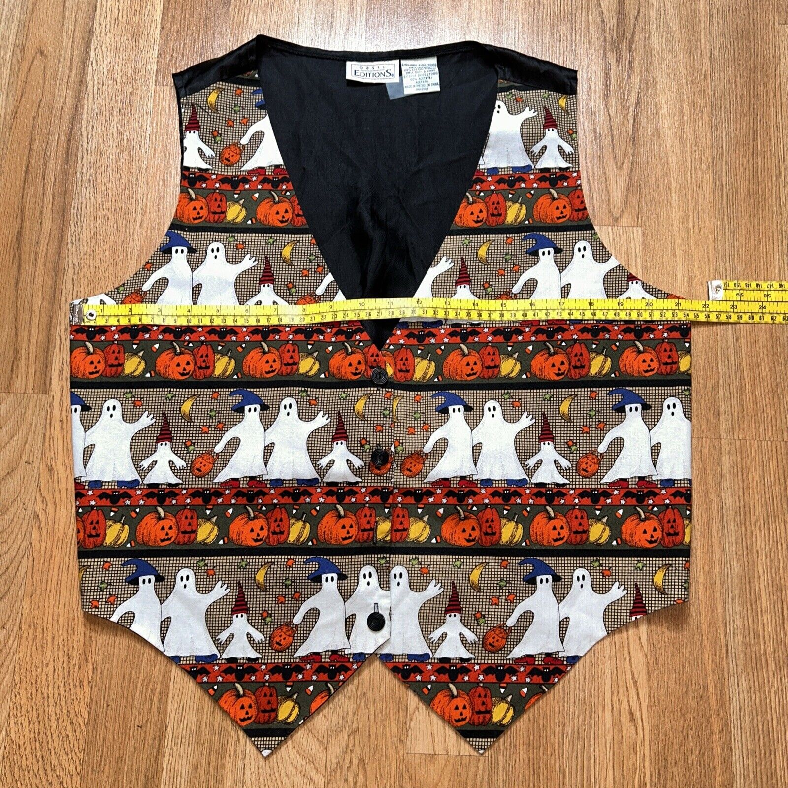 Vintage Basic Editions Halloween Fall Pumpkin Ghost Spooky Vest Size XL