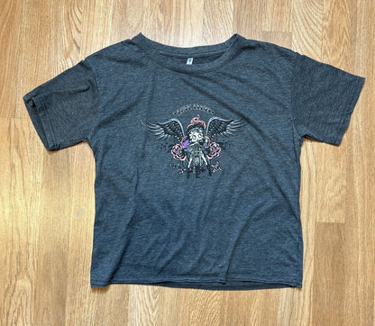 Y2K Betty Boop Love Hurts Biker  Cropped Tshirt Medium Large 