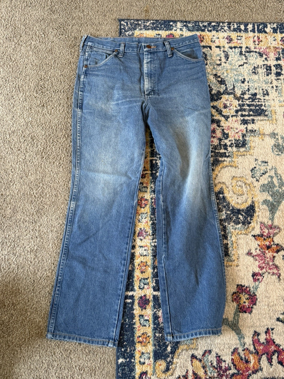 Vintage Red Cap Jeans Jeans Mens 38 Blue Straight 38x36 80's USA Made Wide Leg