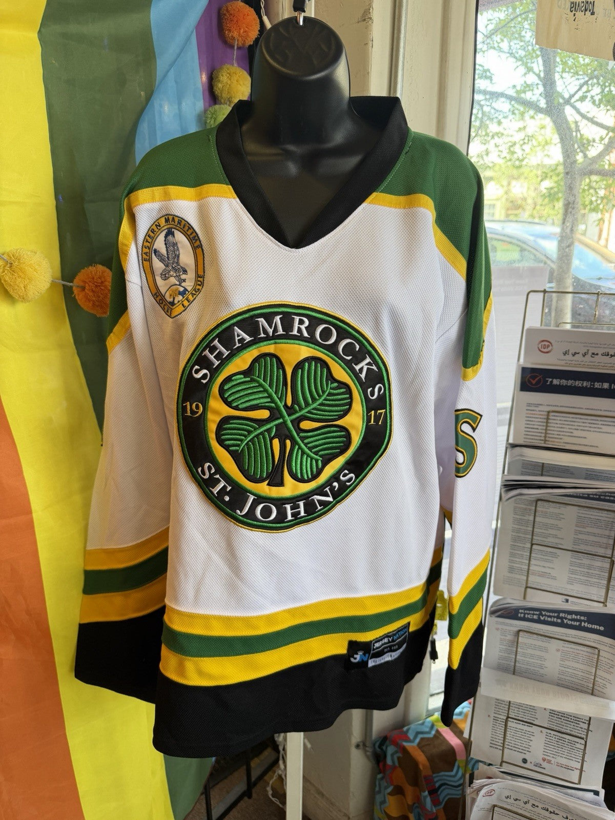 St. John's Shamrocks #03 Rhea Hockey Jersey - Men's Size XL