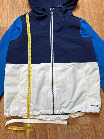 NWT Lands End Jacket Blue White Softshell Mens Medium 