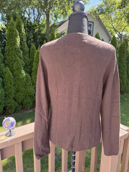 NWT Charter Club Women's 100% Cashmere Cardigan Brown Size Medium Button Down