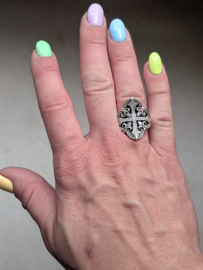 Scott Kay Sterling Silver .925 Cross Saddle Ring Size 8 