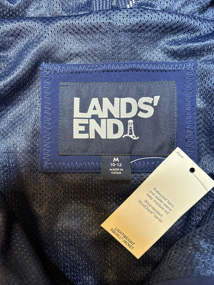 NWT Lands End Jacket Blue White Softshell Mens Medium 