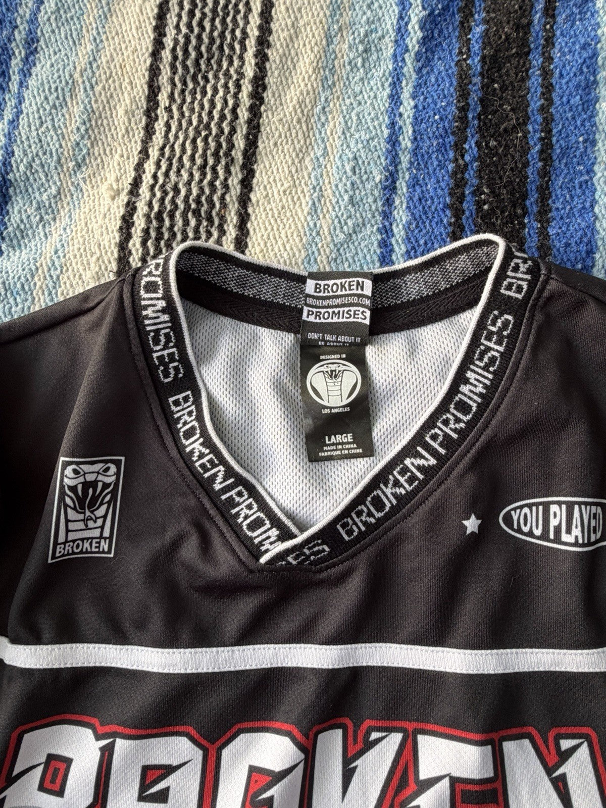 Broken Promises Brand Jersey Long Sleeved Shirt Size Large