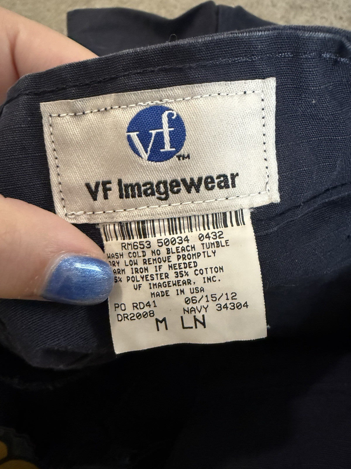 VF Imagewear Pants Men's Size 34 Navy Blue Slash Pocket Flat Front Straight Wool