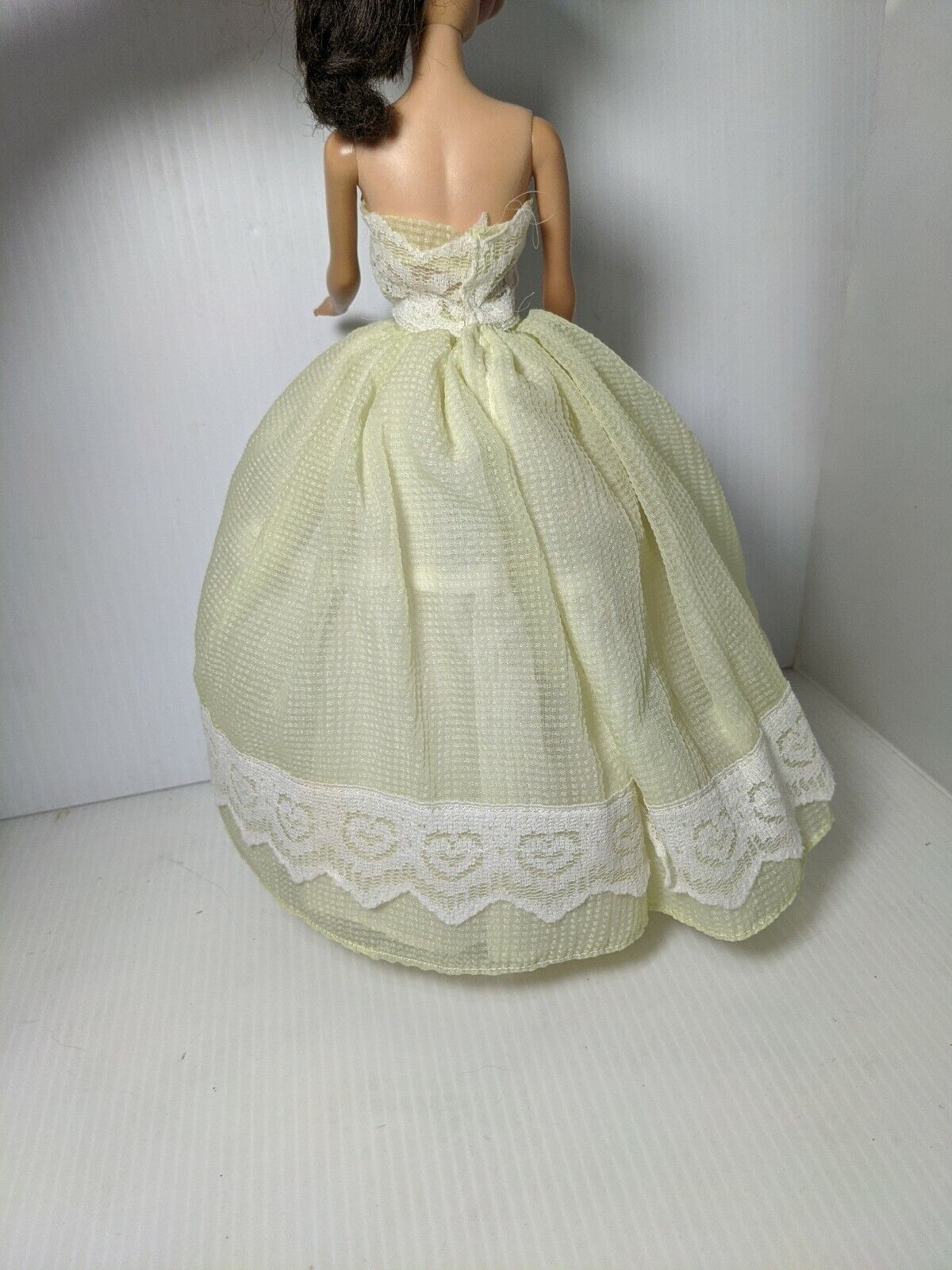 Barbie clone outfit homemade vintage ball gown yellow chiffon lace dress  