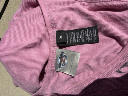 VTG Y2K Harley Davidson Embroidered Pink Tank Women’s Size XL