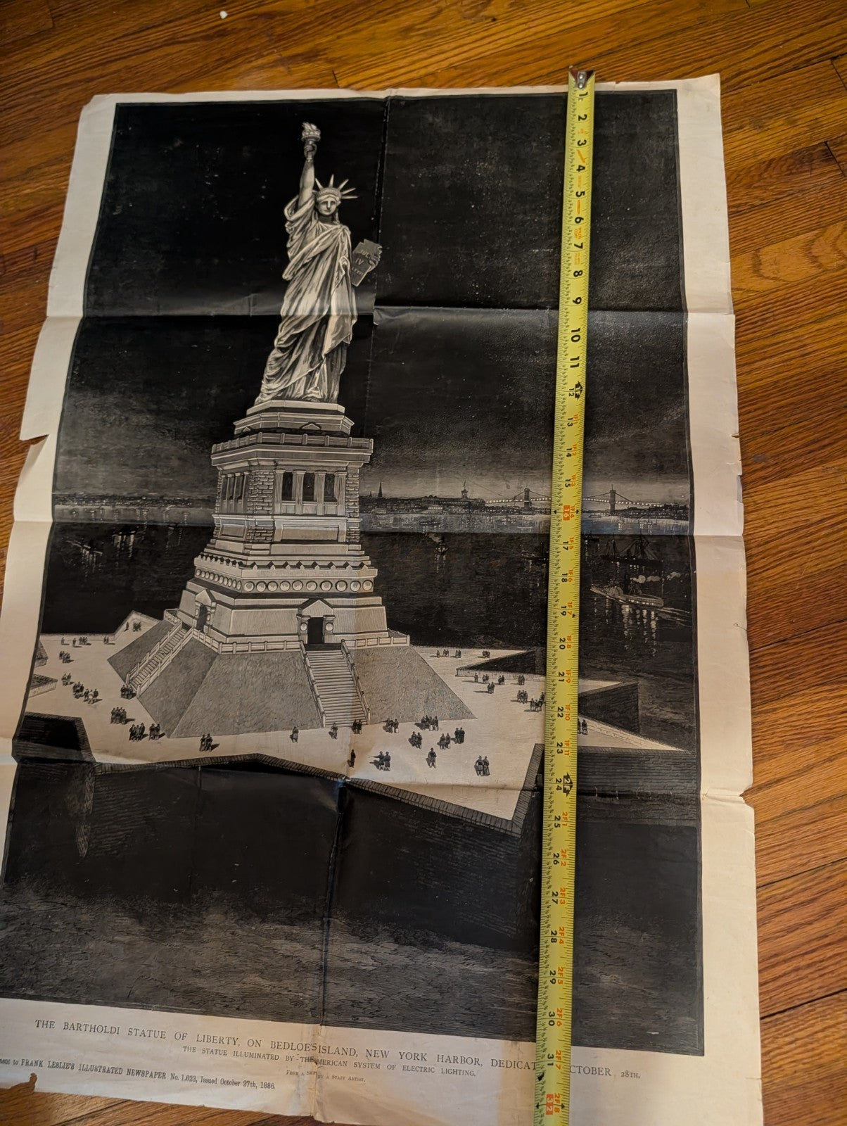 Vintage 1886 Frank Leslie's Illustrated Newspaper Statue Of Liberty Print Poster