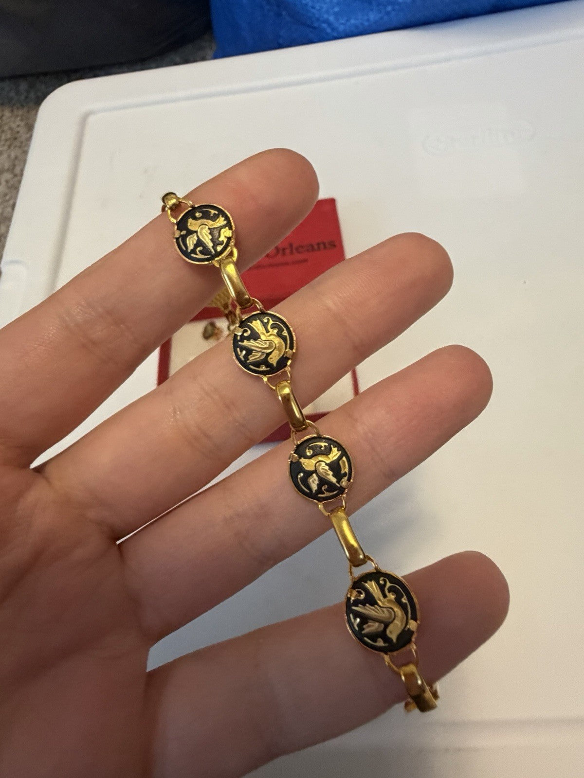 Vintage Fleur D’Orleans Damascene Jewlery Set