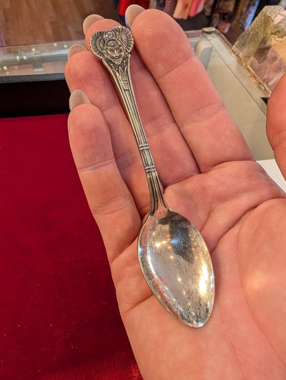 Antique Egyptian Revival Scarab Demitasse Silver Plate Spoon