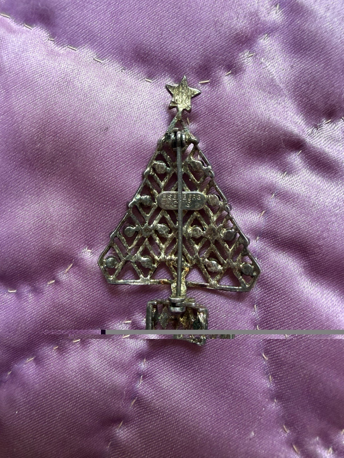Vtg Signed Eisenberg Ice Rhinestones Ornaments Christmas Tree Star Topper Brooch