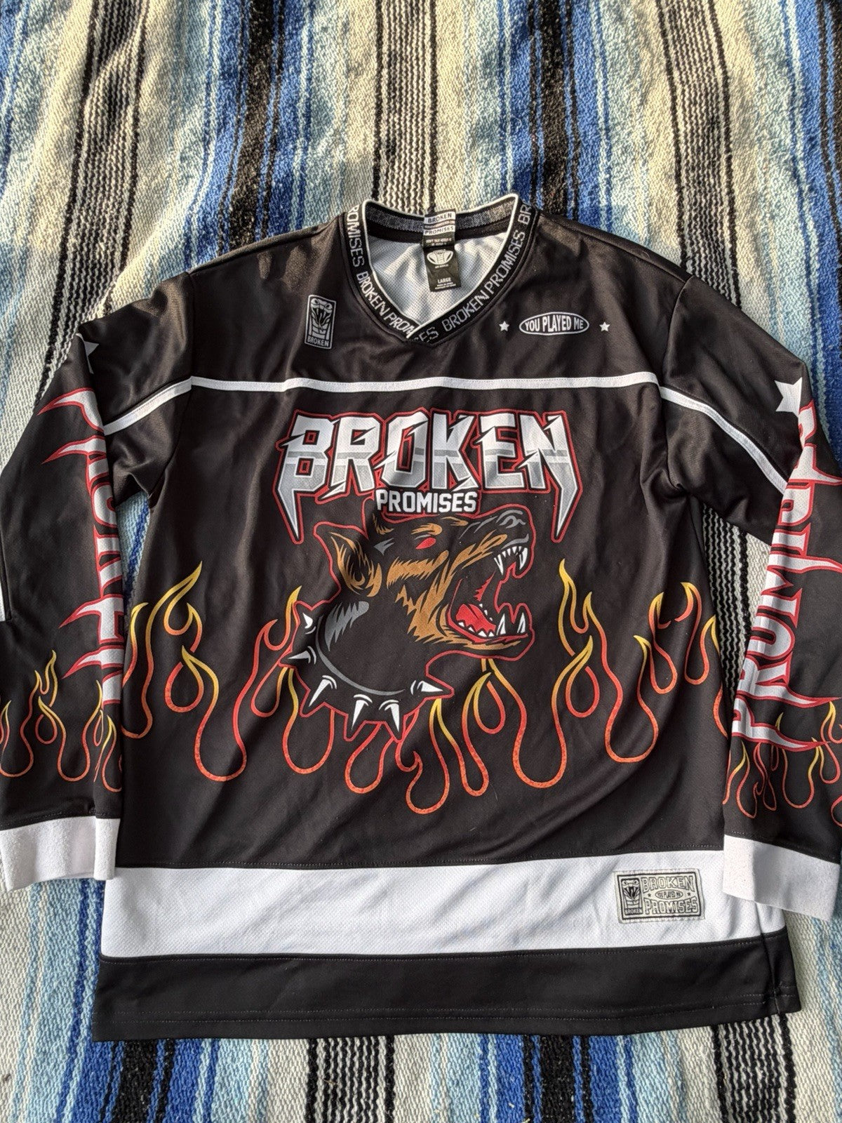 Broken Promises Brand Jersey Long Sleeved Shirt Size Large