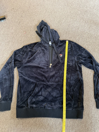 FILA Sport Women's Medium Black Velvet Velour Full Zip Hoodie Jacket