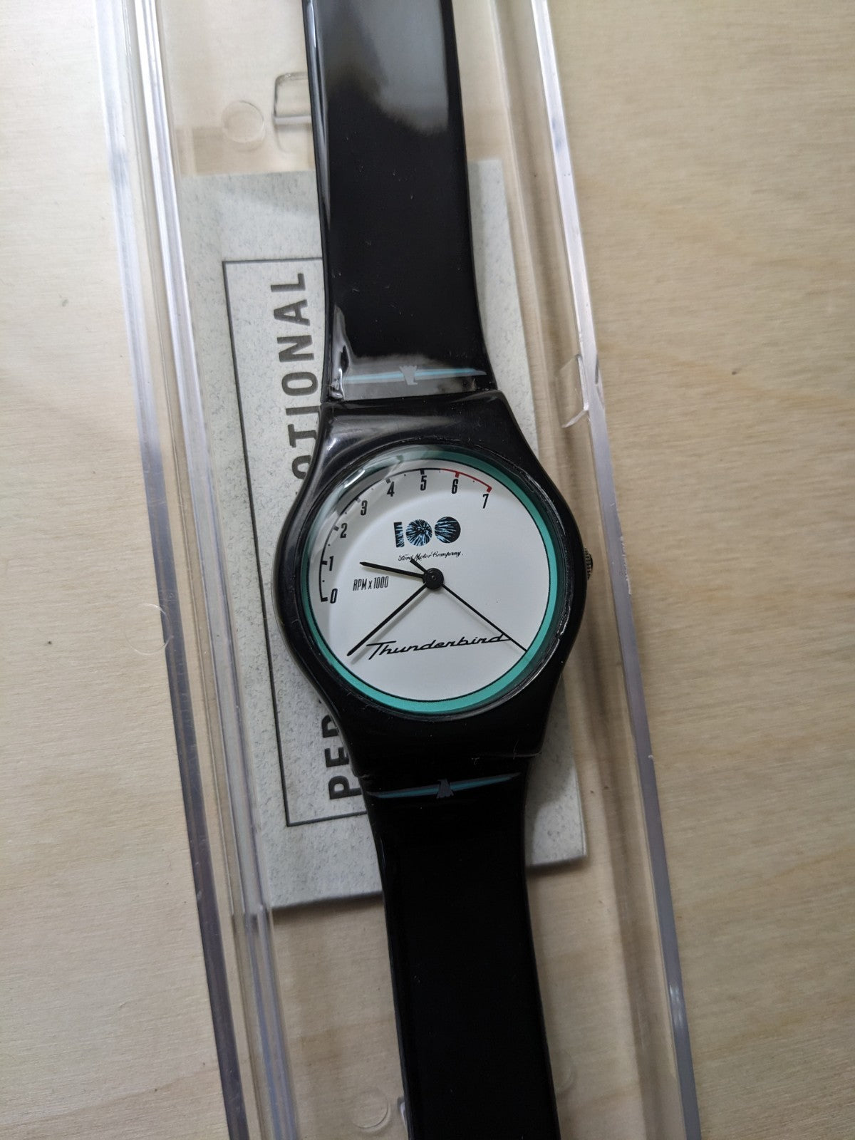 Rare 100 year anniversary Ford Thunderbird black patent watch untested