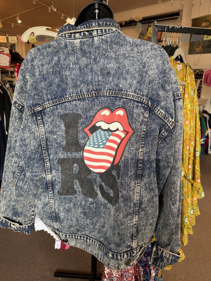 Rolling Stones Vintage Remake Stonewashed Denim Blue Jean Jacket  Tag M