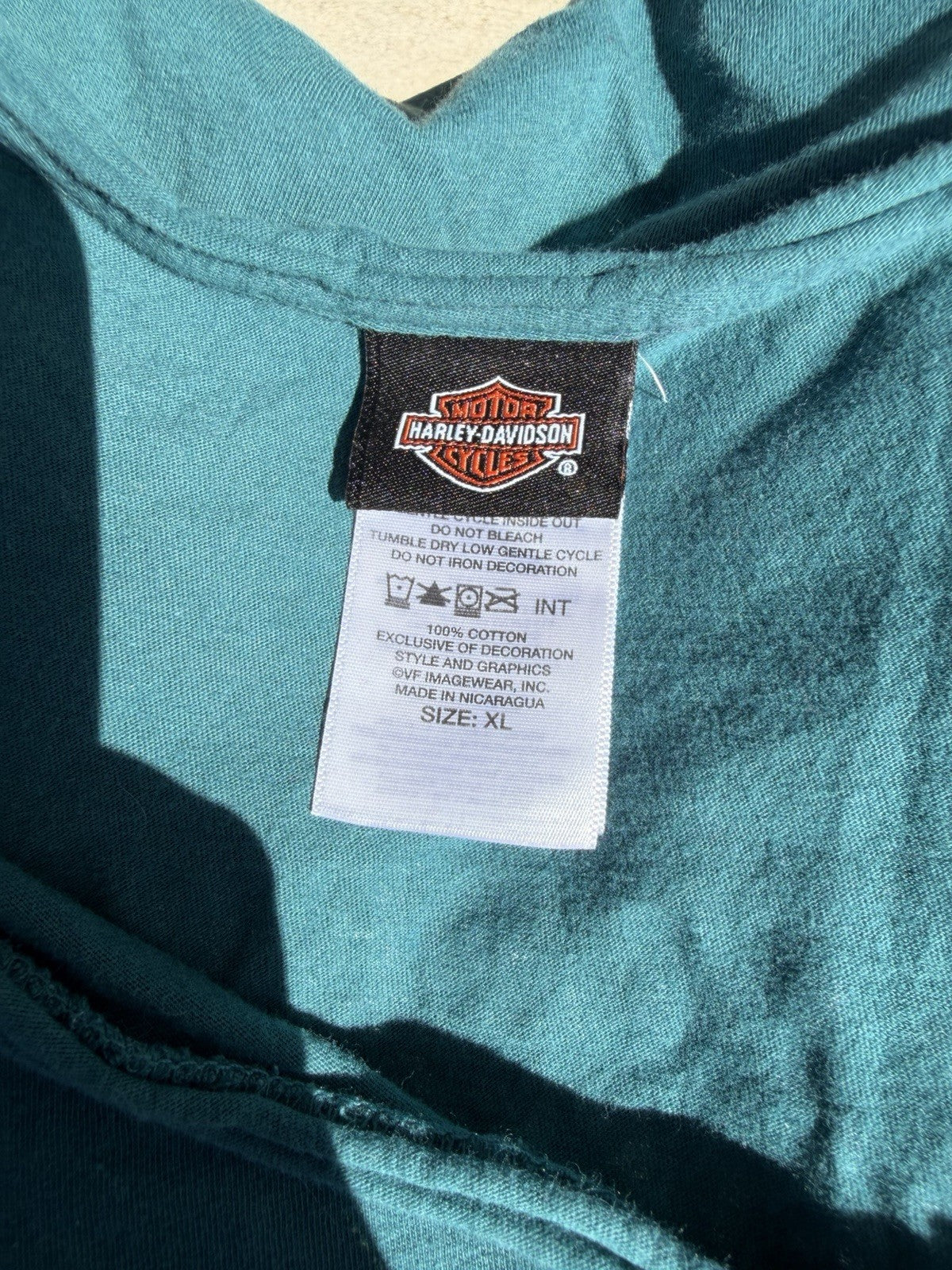 Harley Davidson Graphic Tee Turquoise Blue Size XL EUC