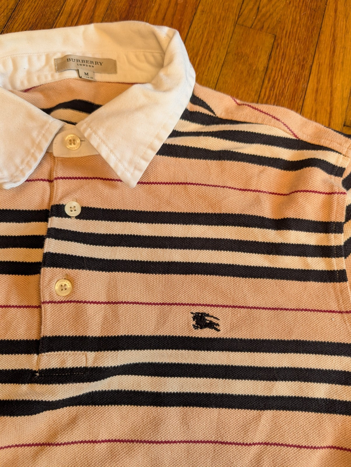 BURBERRY LONDON Size M Nova Stripe Cotton Long Sleeve Polo Rugby 