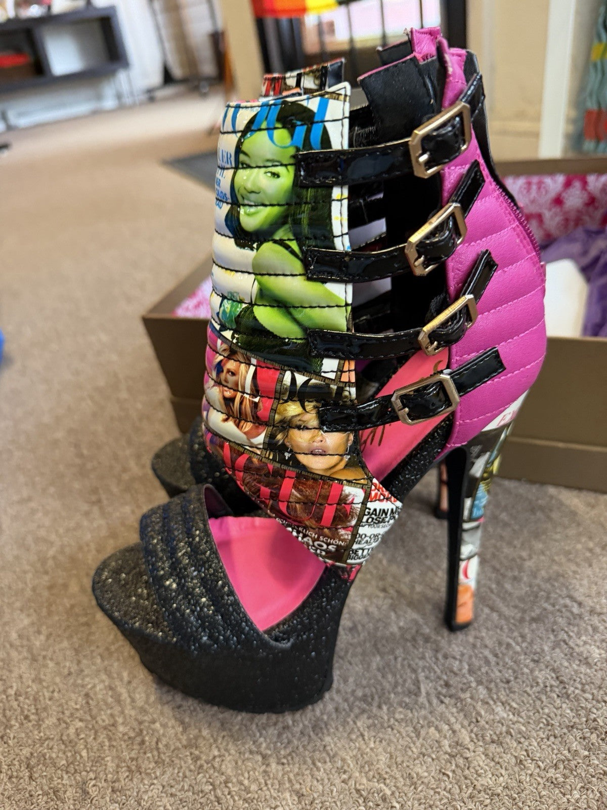 Privileged Size 7 Xpress Multi Heels Magazine 80s Throwback