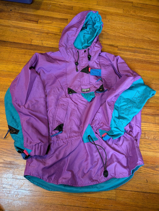 Jansport Vintage 90s Colorblock Windbreaker Jacket Purple Teal Anorak Ladies M